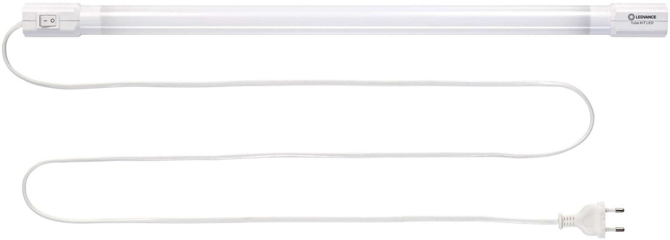 A long LED light strip with a white cable and plug at one end, suitable for bright lighting in rooms or work areas.