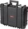 Black tool case with two silver locks and red Keter logo, robust design for secure tool transportation.