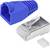 Blue RJ45 plug protection and transparent RJ45 plug with metal housing, suitable for network cabling.