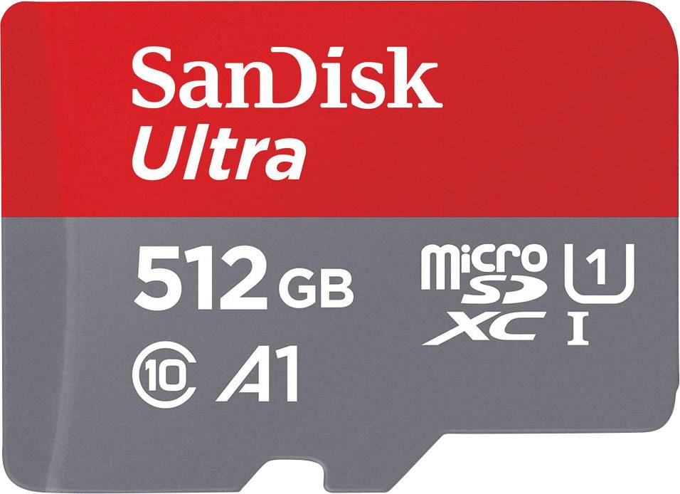 SanDisk Ultra® microSDXC card 512 GB Class 10, UHS-I A1 rating, incl. Android software, incl. SD adapter