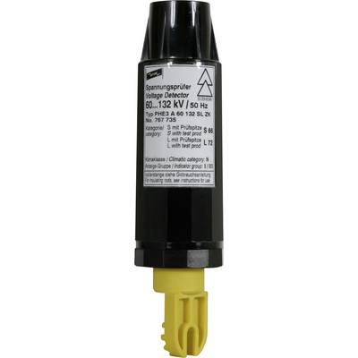 'Voltage tester' with details: Voltage 60-132 kV, 50 Hz. Type PHE3 A 60 132 SL ZK. Climate category S 66, L 72, for outdoor application.