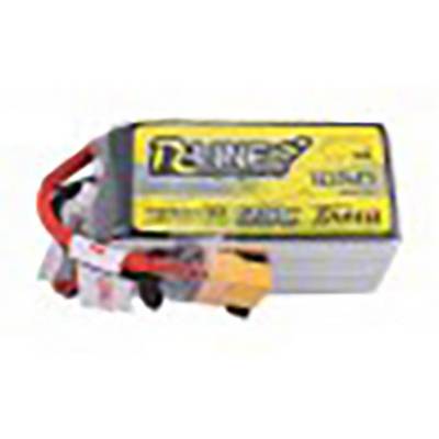 Lithium-Polymer battery with yellow label, red and black cable, 1300mAh capacity, 45C discharge rate, suitable for RC models.