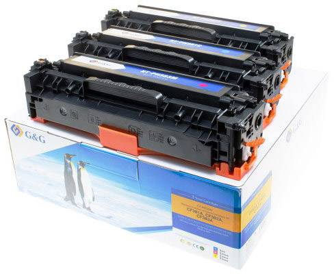 G&G Toner cartridge Set replaced HP 312A, CF383A, CF382A, CF381A Cyan, Magenta, Yellow 2700 Sides Compatible Toner cartridge combo pack