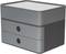 Grey-black storage box with two drawers, suitable for organising and storing office or household items.