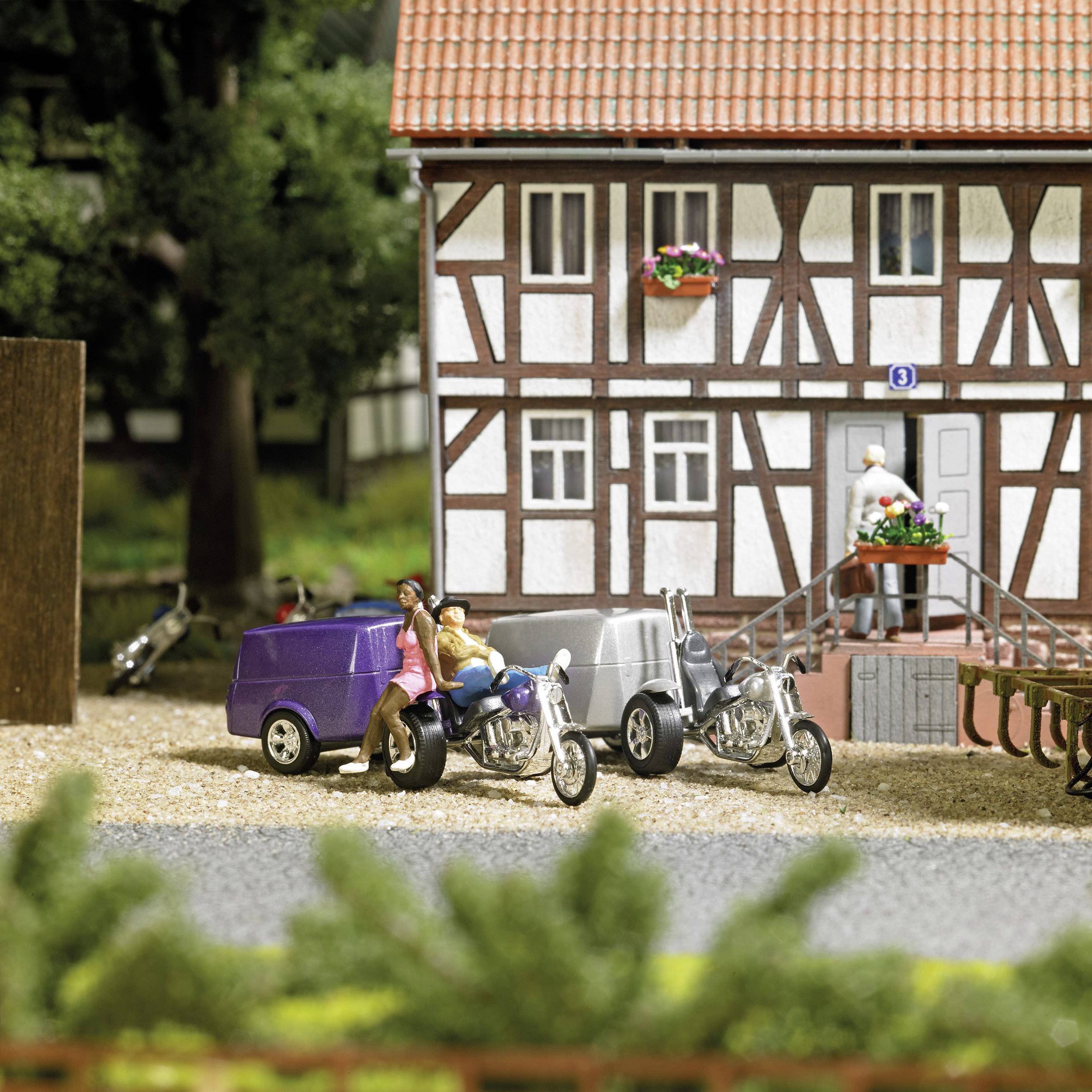 Busch 1152 H0 Motorbike Trike with trailer