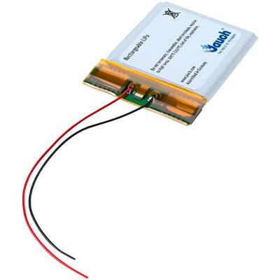 Lithium Polymer battery with red and black connector wires, suitable for model making and electronic applications.