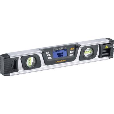 Electronic spirit level with a digital display in the centre showing '90.0' degrees, surrounded by two bubble vials for alignment.