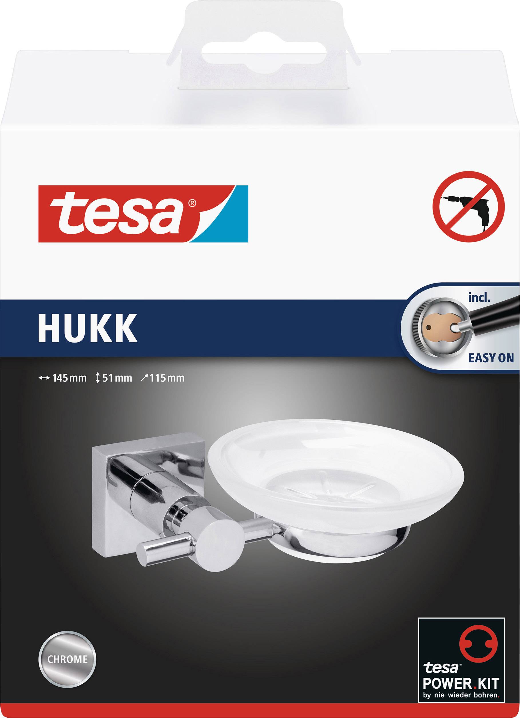 tesa hukk 40256-00000-00 Soap tray Chrome (glossy), White (satin)-3