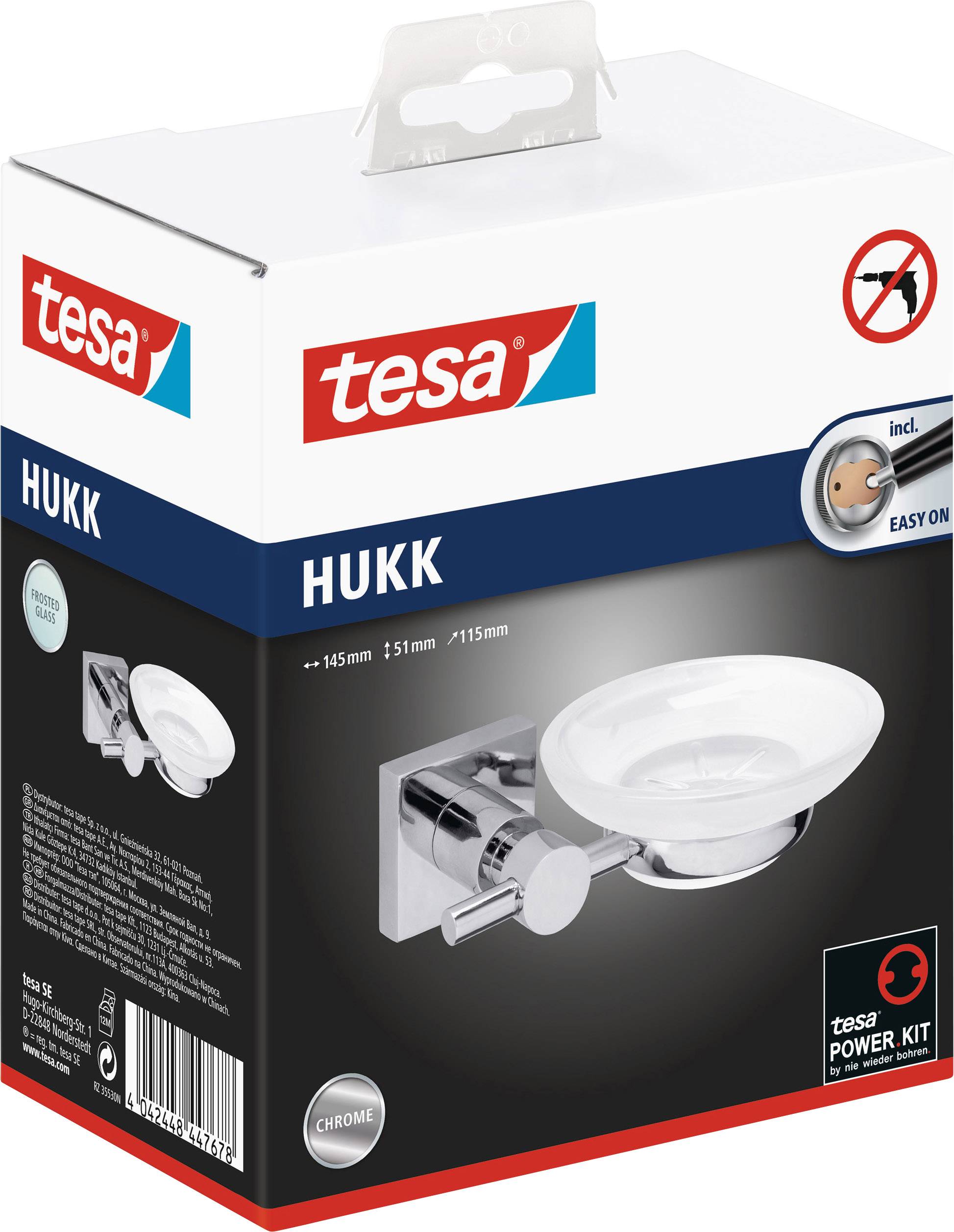tesa hukk 40256-00000-00 Soap tray Chrome (glossy), White (satin)-4