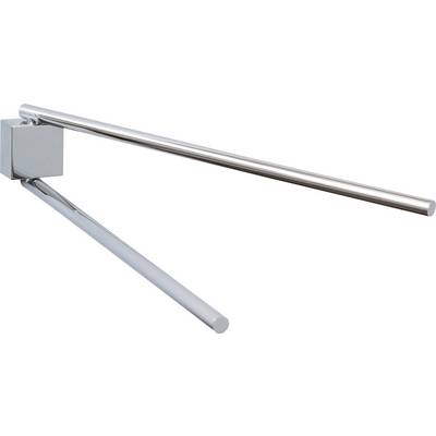 Wall-mounted, pivoting metal towel rail with two arms in a modern design.