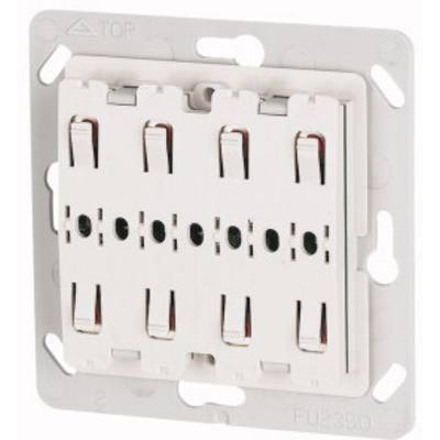 Electrical switch with multiple toggle switches, rectangular design, white surface, suitable for wall mounting.