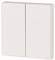 A double, rectangular, white light switch in the off position, mounted on a wall.