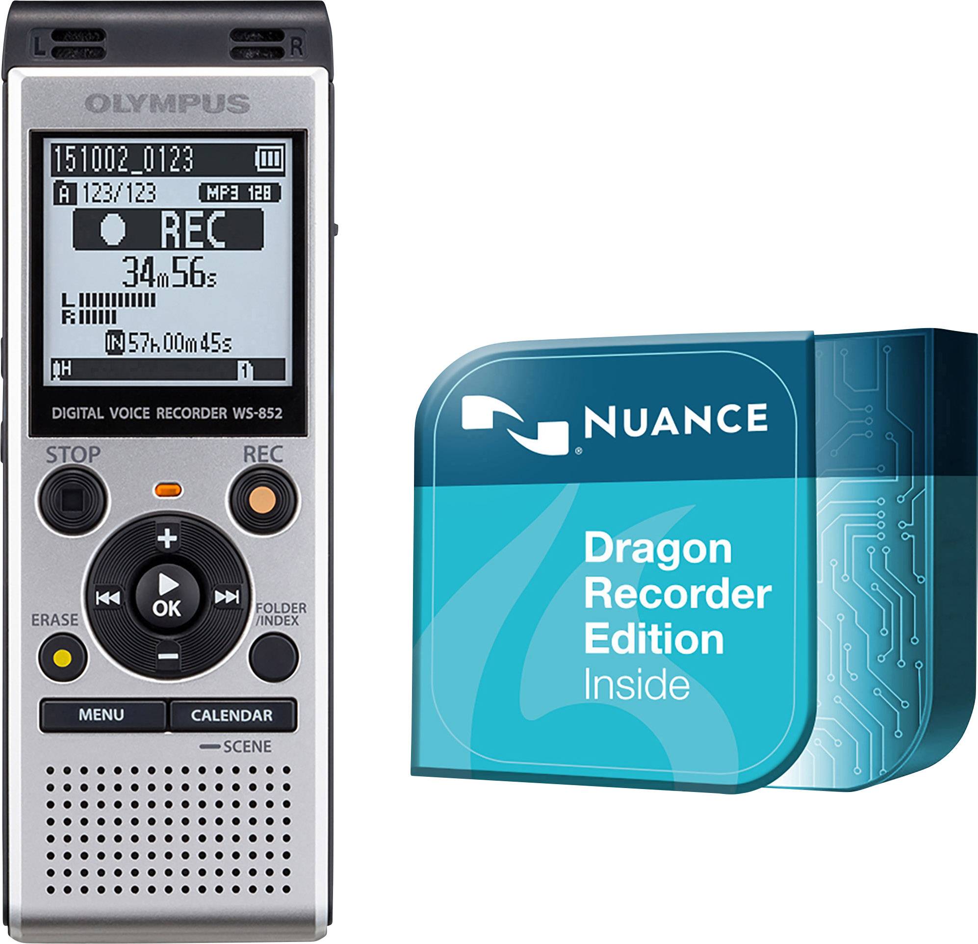 Eerbetoon sensor Parana rivier Olympus WS852 + Dragon Recorder Edition Digital dictaphone Max. recording  time 1040 h Silver incl. speech recognition so | Conrad.com
