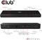 Docking station by Club 3D with ports: Power, USB Type C, HDMI for 3x 4K displays, USB devices, headphones, network, mic.