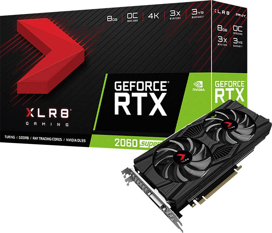 PNY GPU Nvidia GeForce RTX2060S SUPER XLR Overclocked 8 GB GDDR6 RAM PCIe x16 HDMI™, DisplayPort