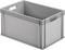 Grey, rectangular plastic storage box with carrying handles on the sides, suitable for storing and transporting items.