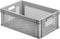 Grey, rectangular plastic folding box with honeycomb-patterned sides and integrated handles.
