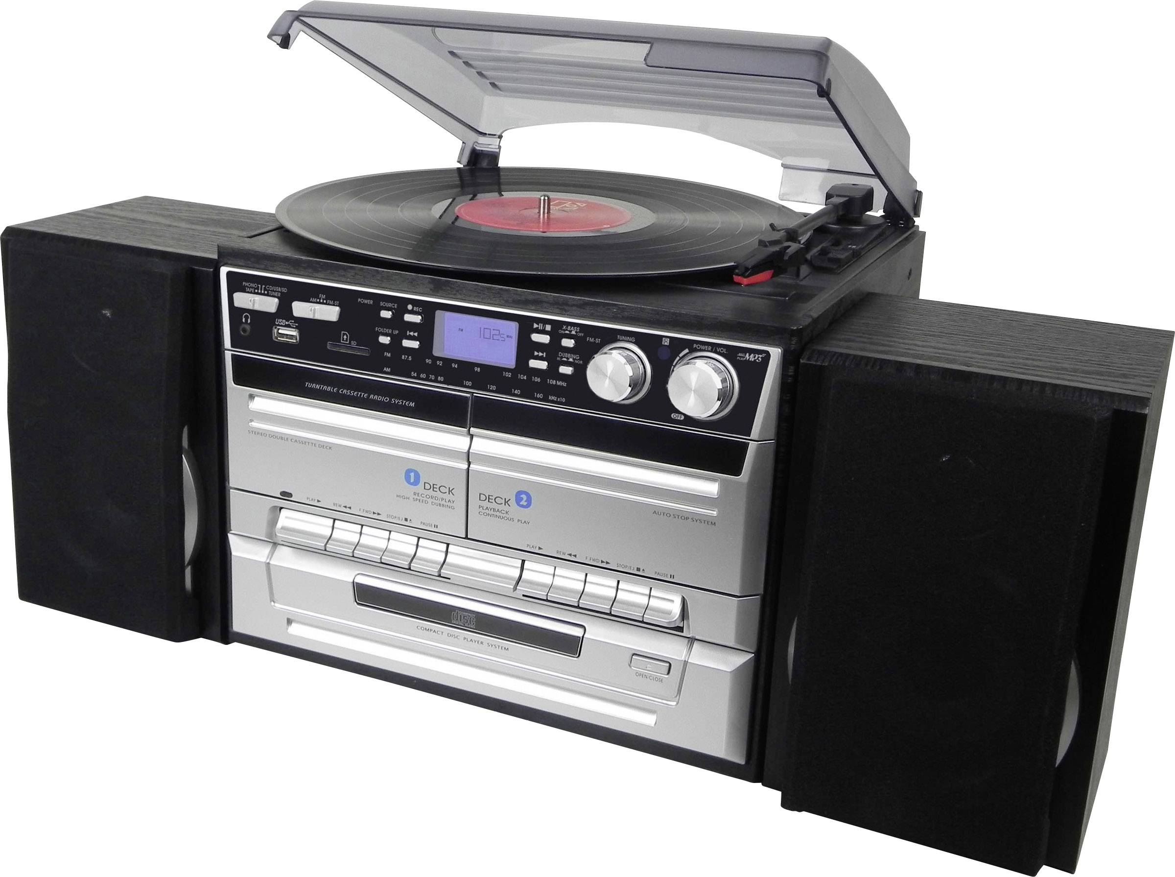 Denver MRD-165 Audio system AUX, CD, DAB+, Tape, Turntable, FM, SD, USB, Recording mode 2 x 2 W Silver