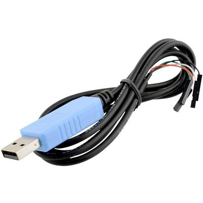 'A blue USB cable with exposed wires'