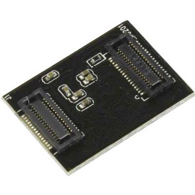 An electronic circuit board with two connectors and small components.
