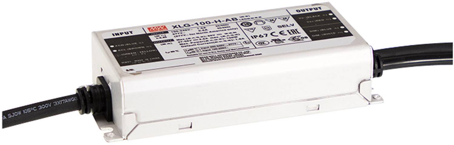 MW Mean Well XLG-100-H-A LED driver Constant power 100 W 780 - 2780 mA 27 - 56 V DC PFC circuit, Outdoor, adjustable, Surge protection, Overvoltage, Approved