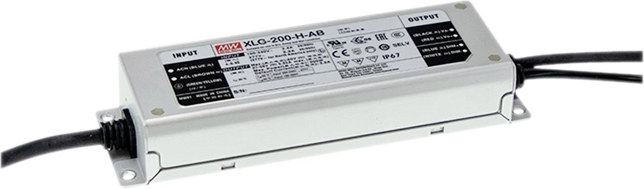 MW Mean Well XLG-200-L-AB LED driver Constant power 200 W 350 - 1050 mA 142 - 285 V DC 3-in-1 dimmer, Approved for use on furniture, Outdoor, PFC circuit,