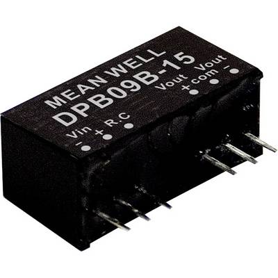 'MEAN WELL DPB09B-15' DC-to-DC converter with five pins for electrical connection. Suitable for electronic applications.