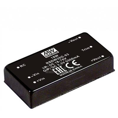 A rectangular electronic component with the inscription '18W RSDW20G-03' and technical specifications, including voltage and current.