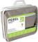 Quadratic sun shade sail 'Shade Sail' by Perel, shown in packaging. Label displays material properties and dimensions.