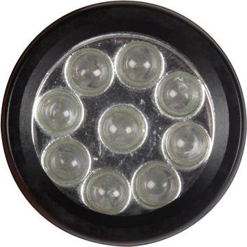 'LED lamp with eight round LEDs in a black housing'