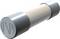 A cylindrical fuse with metallic end caps and a transparent central section that reveals the fuse wire.