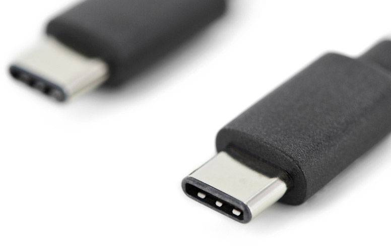 Digitus USB cable USB 2.0 USB-C® plug, USB-C® plug 1.00 m Black Shielded AK-880908-010-S-6