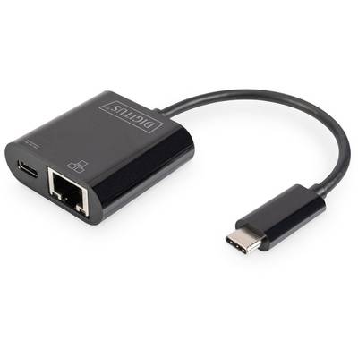 Digitus USB-C®, RJ45  Adapter [1x USB-C® plug - 1x RJ45 socket, USB-C® socket] DN-3027 incl. RJ45 socket, incl. charger 