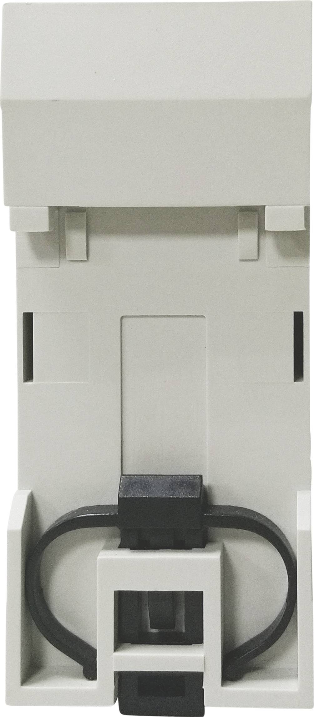 A grey, rectangular electrical component adapter with a black cable connection at the front.