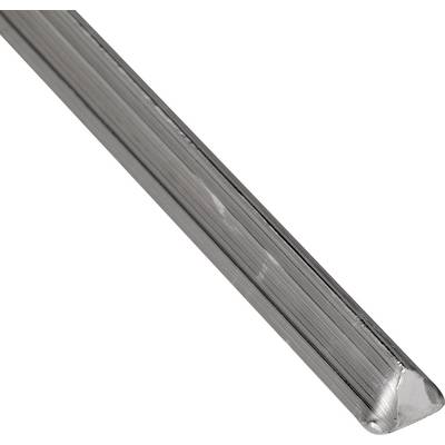 A triangular aluminium profile with a smooth surface, viewed perspectively from an oblique angle.
