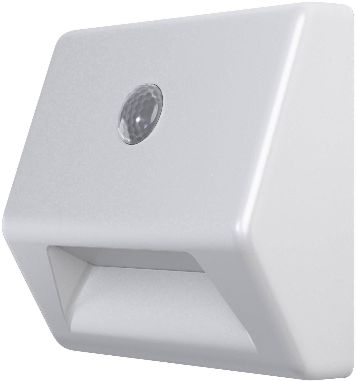 White rectangular sensor light with protruding sensor centrally positioned at the top, suitable for wall mounting.