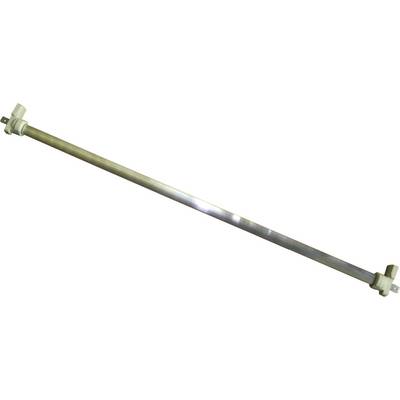 Silver-coloured metal rod with plastic brackets at both ends.