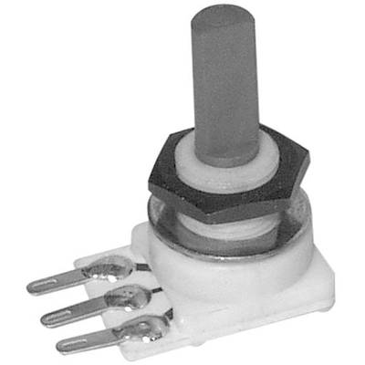 Rotary switch with three metal contacts and plastic housing, used for controlling electrical devices.