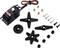 A model building servo with control horns, screws, and spacers. Ideal for precise controls in remote-controlled vehicles.