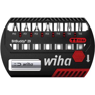'BitBuddy 29' set with various screwdriver bits. 'Wiha' brand name on black case. Includes PH2, PZ1-3, T10-T25.