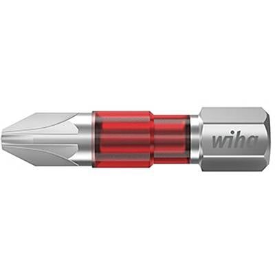 A screwdriver bit with a red translucent section and a silver tip. The name 'wiha' is engraved on the side.