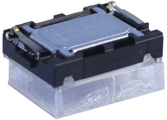 Electronic component, possibly a switch or sensor, in a rectangular shape with a blue top surface and black frame.