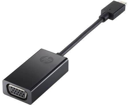'Black adapter with VGA and USB-C ports, suitable for connecting older devices to modern laptops.'