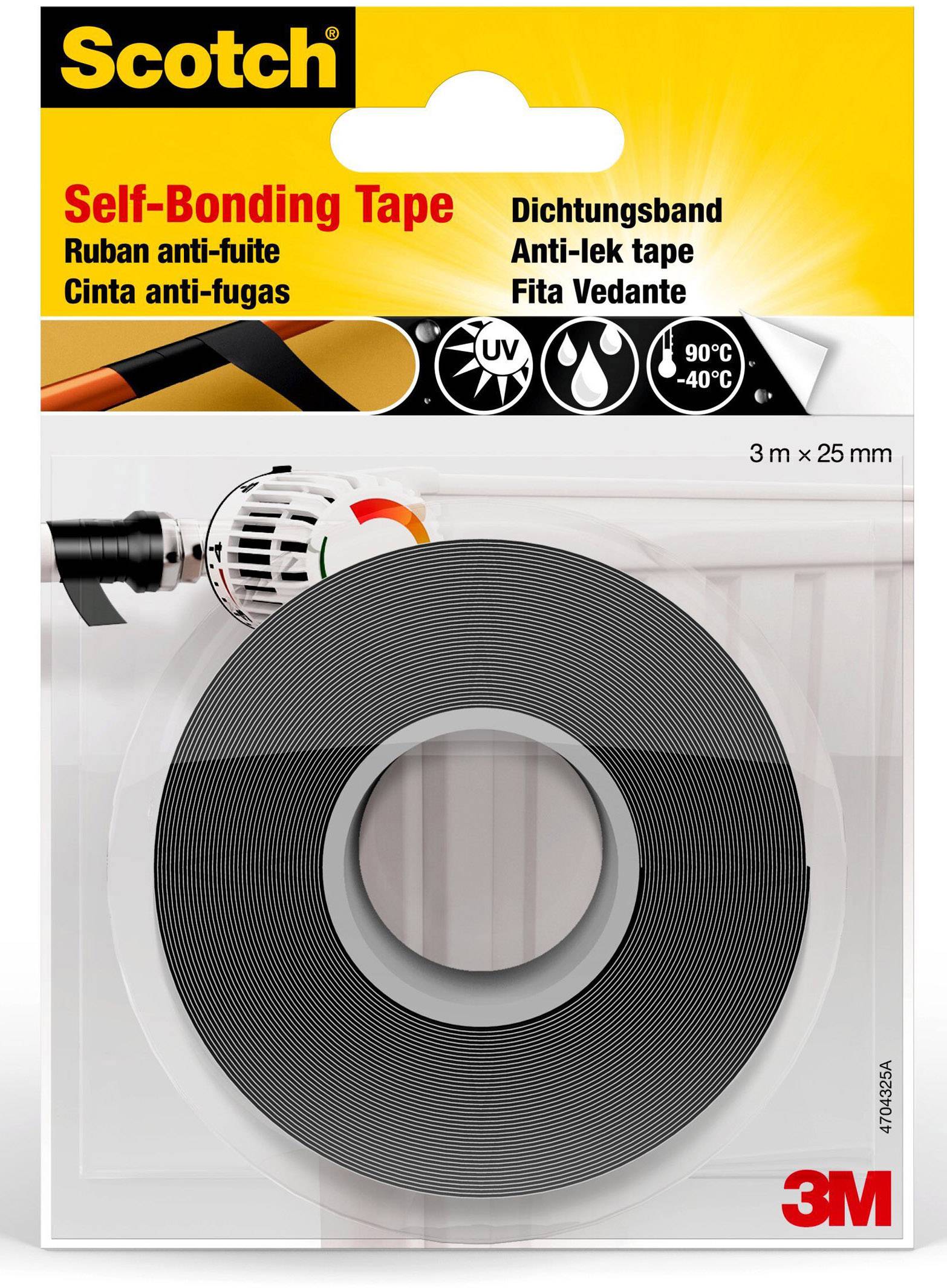 3M 4704 Repair tape Black (L x W) 3 m x 25 mm 1 pc(s)