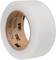 White adhesive tape roll with brown inner side and manufacturer's black print on the inner side.