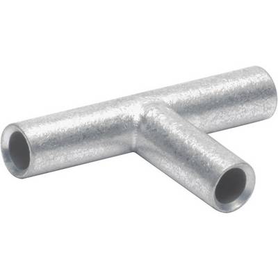 Metal T-piece pipe connector in silver colour. Suitable for pipe connections in installations.