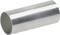 A silver metallic plug pin, used for connecting electrical cables.