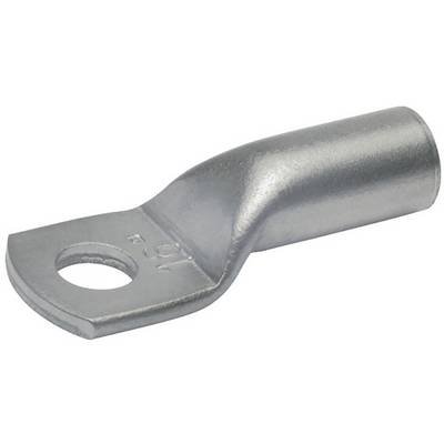 Metal cable lug with a round hole at the flat end, suitable for connecting electrical cables to screws or bolts.