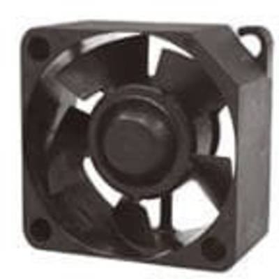 A square, black fan with four rotor blades, suitable for cooling electronic devices in enclosed spaces.