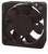 A black fan with multiple blades, installed in a square housing, presumably for cooling purposes.